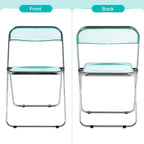 Chaise de salle à manger pliante empilable en acrylique transparent avec cadre en métal, individuelle - 29,1(H) x 18,1(L) x 18,5(P)