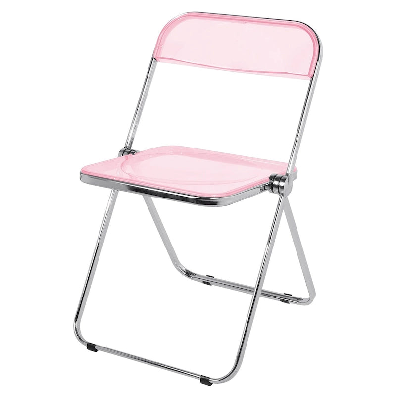 Chaise de salle à manger pliante empilable en acrylique transparent avec cadre en métal, individuelle - 29,1(H) x 18,1(L) x 18,5(P)