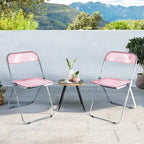 Chaise de salle à manger pliante empilable en acrylique transparent avec cadre en métal, individuelle - 29,1(H) x 18,1(L) x 18,5(P)
