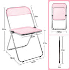 Chaise de salle à manger pliante empilable en acrylique transparent avec cadre en métal, individuelle - 29,1(H) x 18,1(L) x 18,5(P)