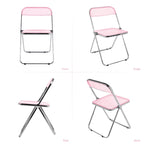 Chaise de salle à manger pliante empilable en acrylique transparent avec cadre en métal, individuelle - 29,1(H) x 18,1(L) x 18,5(P)