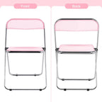 Chaise de salle à manger pliante empilable en acrylique transparent avec cadre en métal, individuelle - 29,1(H) x 18,1(L) x 18,5(P)