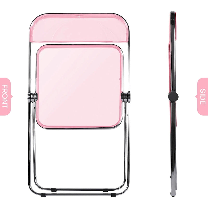 Chaise de salle à manger pliante empilable en acrylique transparent avec cadre en métal, individuelle - 29,1(H) x 18,1(L) x 18,5(P)