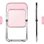 Chaise de salle à manger pliante empilable en acrylique transparent avec cadre en métal, individuelle - 29,1(H) x 18,1(L) x 18,5(P)