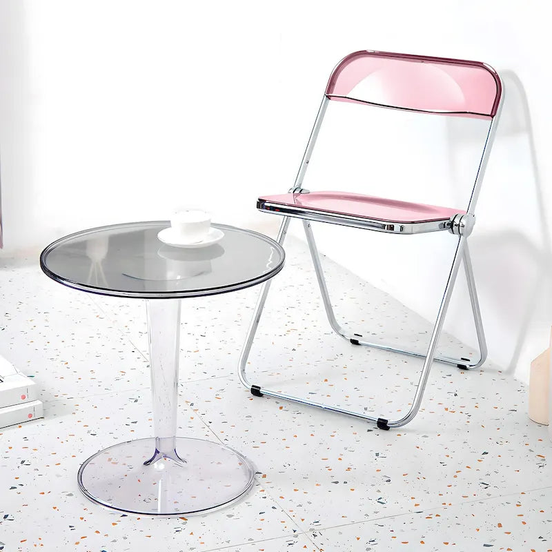 Chaise de salle à manger pliante empilable en acrylique transparent avec cadre en métal, individuelle - 29,1(H) x 18,1(L) x 18,5(P)