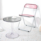 Chaise de salle à manger pliante empilable en acrylique transparent avec cadre en métal, individuelle - 29,1(H) x 18,1(L) x 18,5(P)