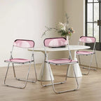 Chaise de salle à manger pliante empilable en acrylique transparent avec cadre en métal, individuelle - 29,1(H) x 18,1(L) x 18,5(P)