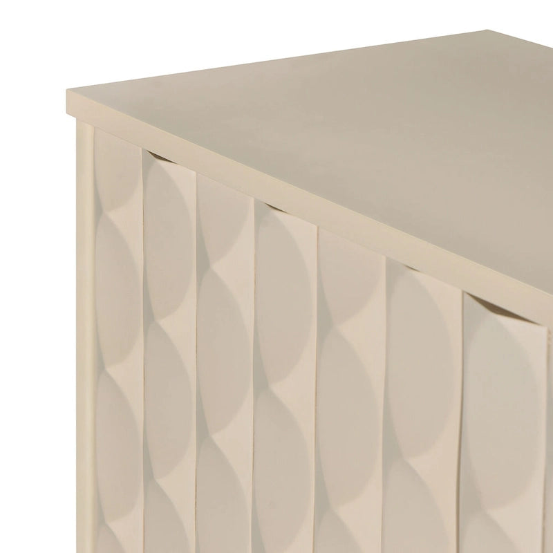 Buffet moderne à 4 portes avec portes à motifs convexes et 2 poignées argentées
