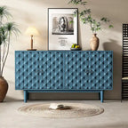 Buffet moderne à 4 portes avec portes à motifs convexes et 2 poignées argentées
