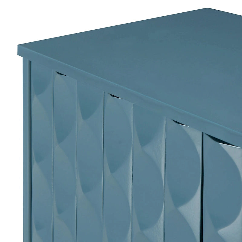Buffet moderne à 4 portes avec portes à motifs convexes et 2 poignées argentées