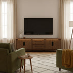 Meuble TV, 2 tiroirs, 2 étagères, bois marron foncé, 85 pouces