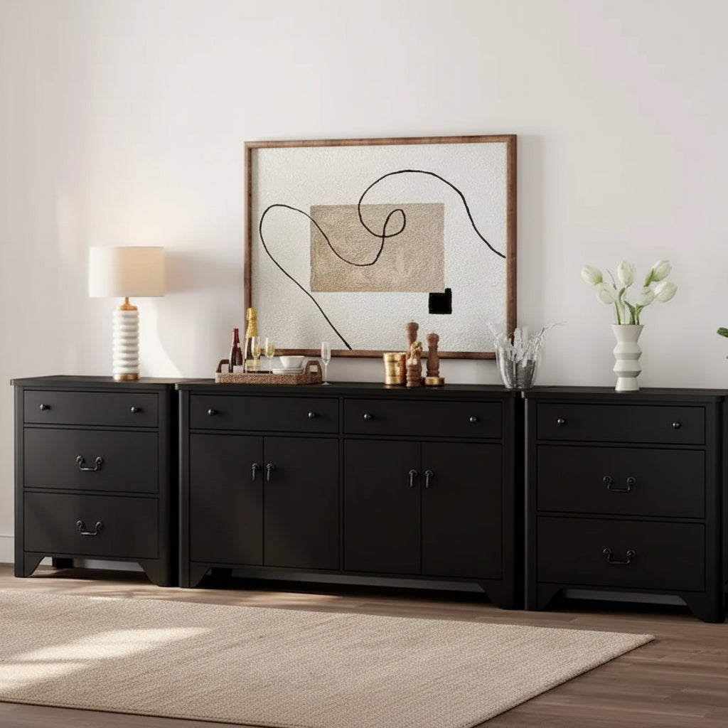 WAMPAT 122  W Large Farmhouse Sideboard, Sideboard Buffet Cabinet with Doors and Adjustable Shelf