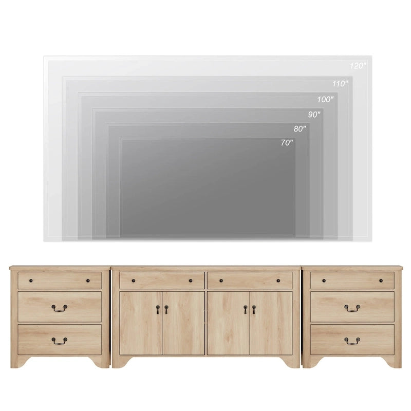 Bahut de ferme avec portes et étagère réglable, 122 cm de large