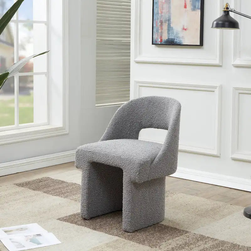 Fauteuil d'appoint rembourré élégant et moderne en bouclette avec cadre en bois MDF pour bureau, salon et chambre