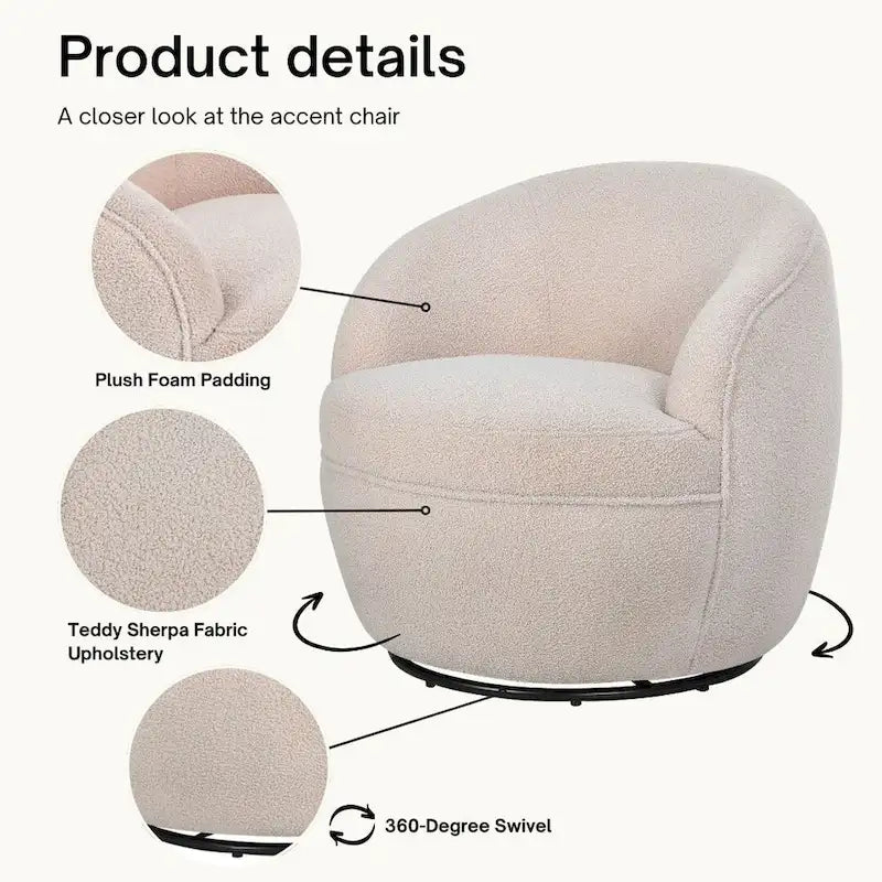 Fauteuil pivotant Galleria 360 en tissu Sherpa Teddy