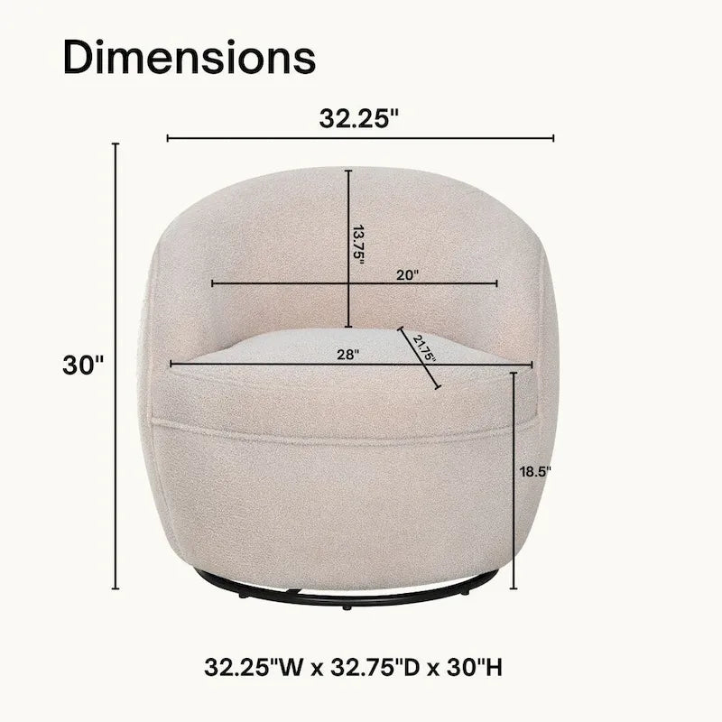 Fauteuil pivotant Galleria 360 en tissu Sherpa Teddy