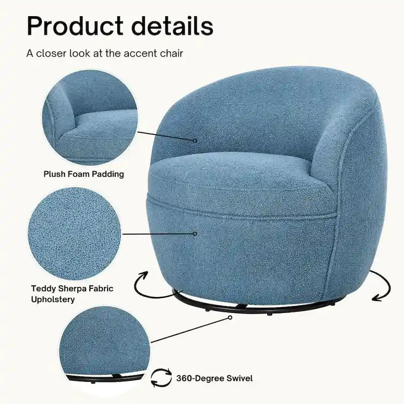 Fauteuil pivotant Galleria 360 en tissu Sherpa Teddy