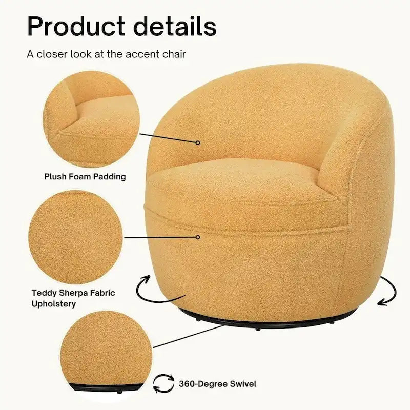 Fauteuil pivotant Galleria 360 en tissu Sherpa Teddy