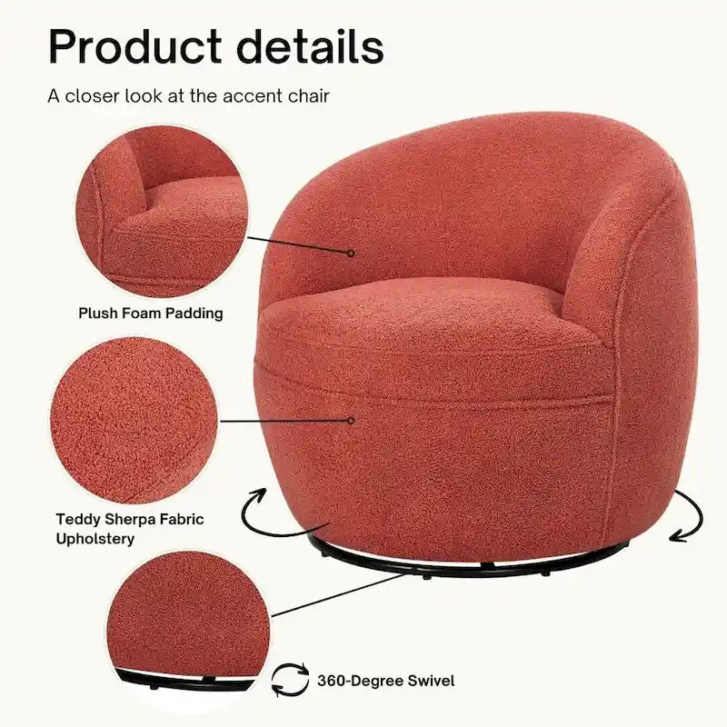 Fauteuil pivotant Galleria 360 en tissu Sherpa Teddy