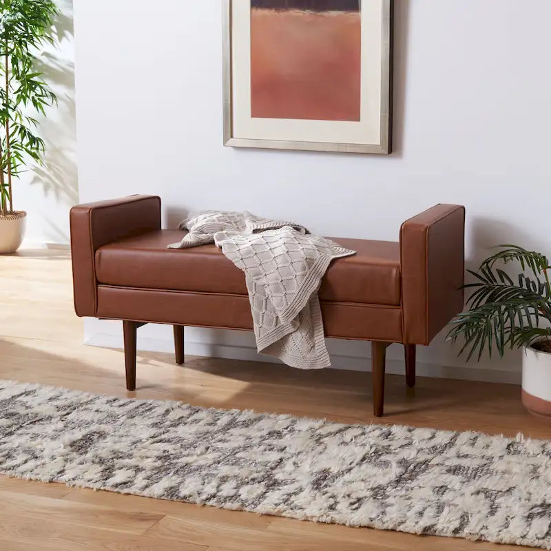 Banc Rosalee Mid-Century Modern 25 pouces - 49L x 18P x 25H
