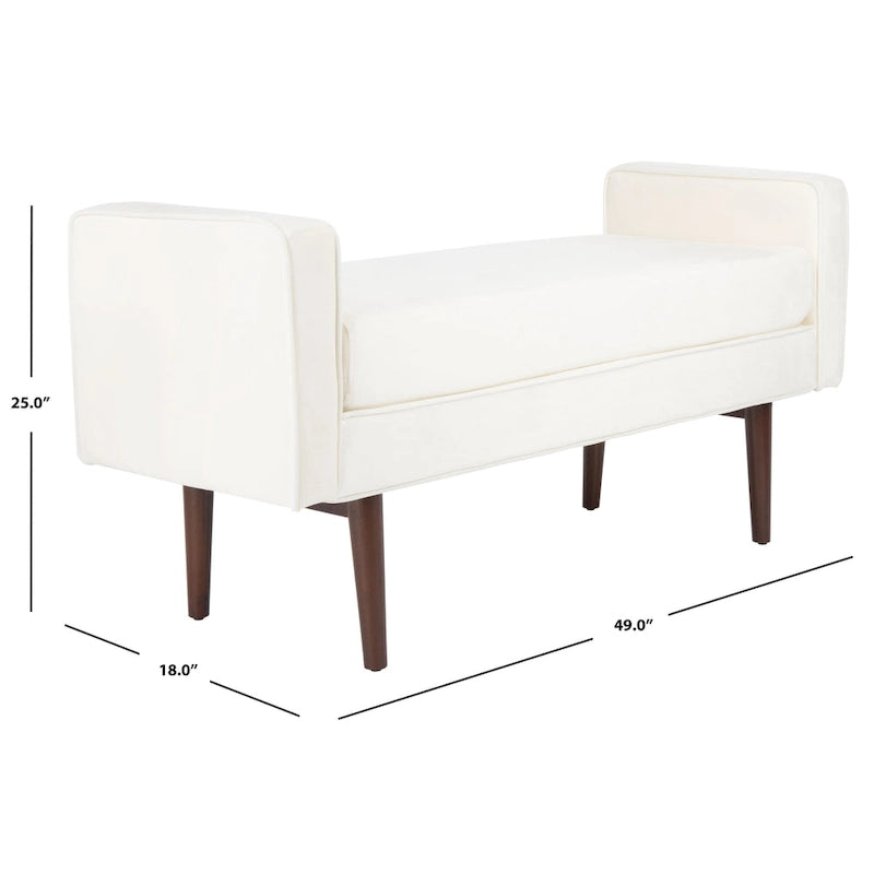 Banc Rosalee Mid-Century Modern 25 pouces - 49L x 18P x 25H