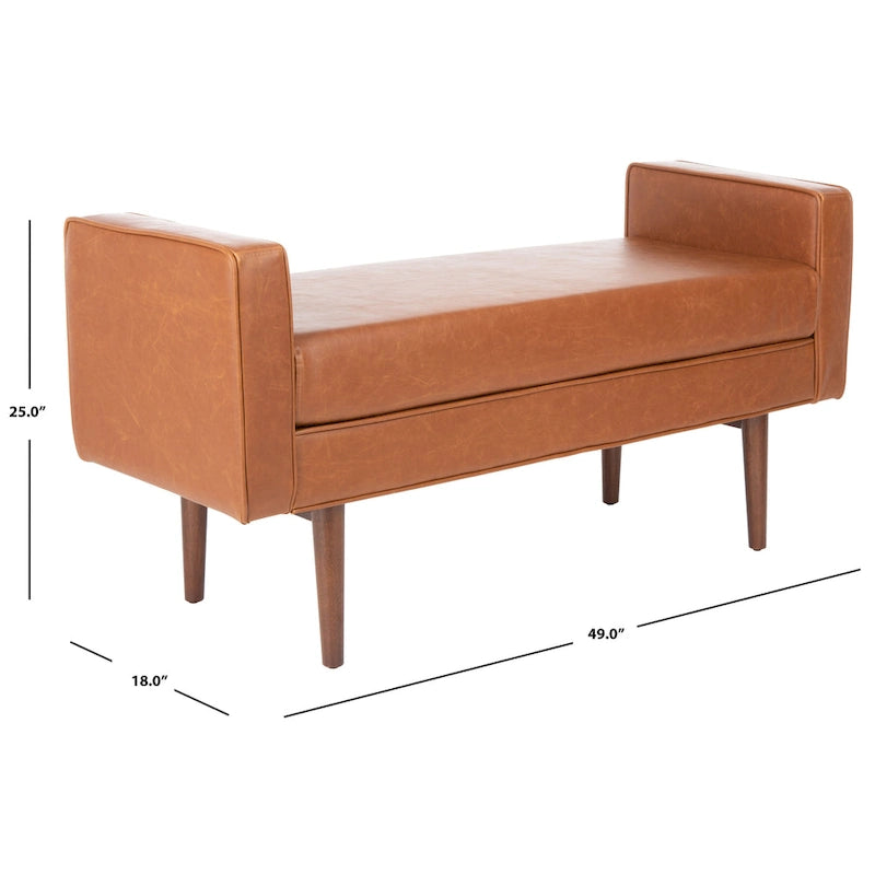 Banc Rosalee Mid-Century Modern 25 pouces - 49L x 18P x 25H