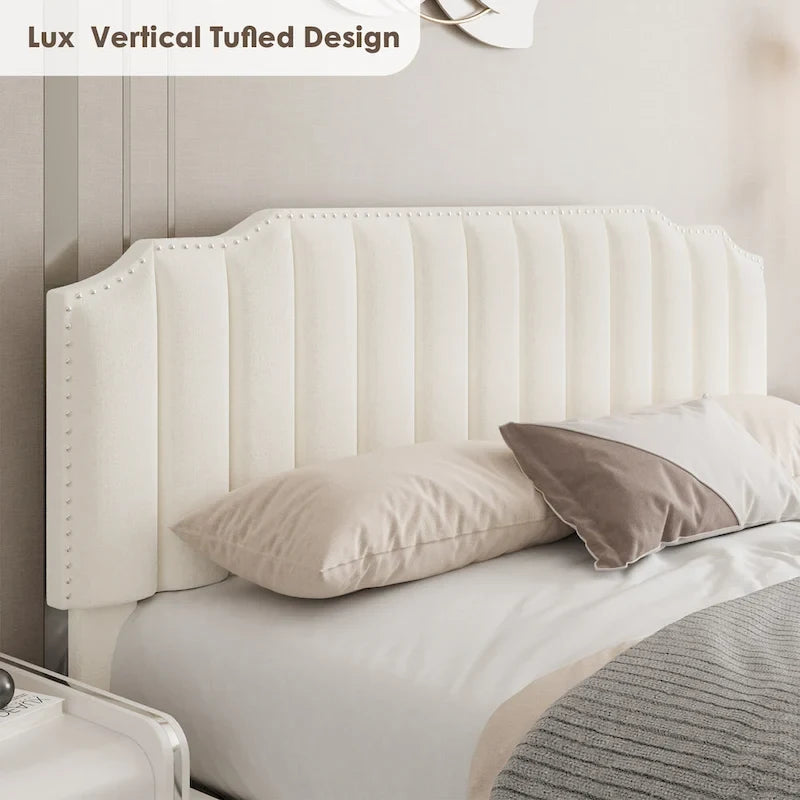 Lit plateforme de rangement capitonné en velours avec sommier relevable