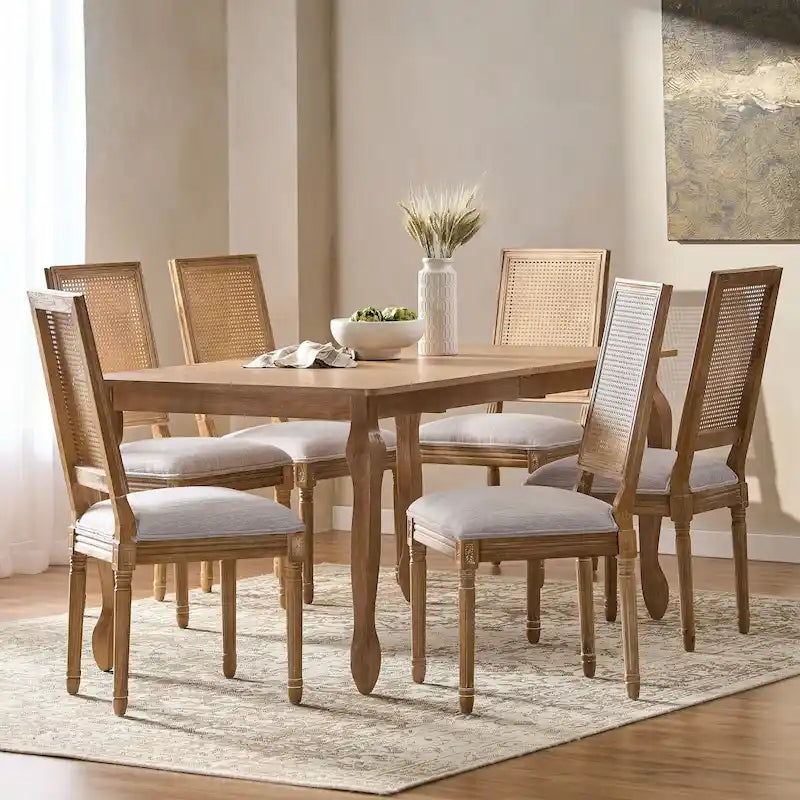 Ensemble de salle à manger extensible 7 pièces Regan en bois et cannage par Christopher Knight Home