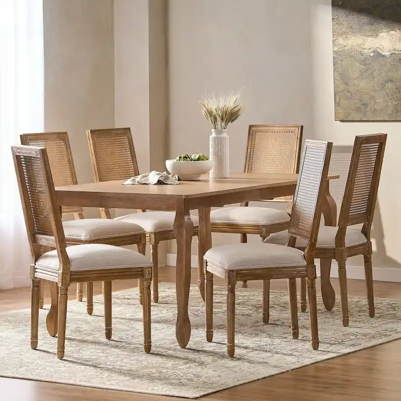 Ensemble de salle à manger extensible 7 pièces Regan en bois et cannage par Christopher Knight Home
