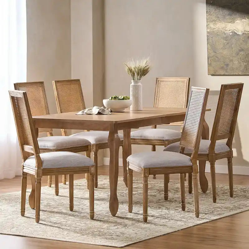 Ensemble de salle à manger extensible 7 pièces Regan en bois et cannage par Christopher Knight Home
