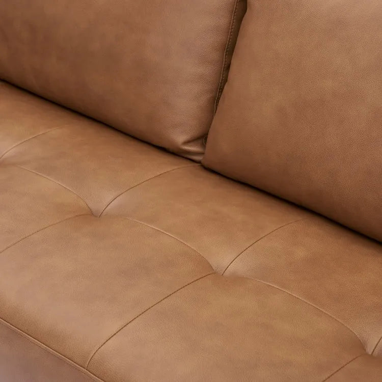 Canapé en cuir véritable du milieu du siècle