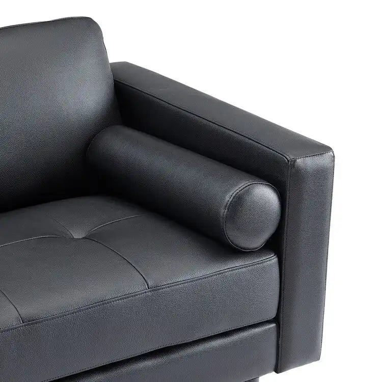 Canapé en cuir véritable du milieu du siècle