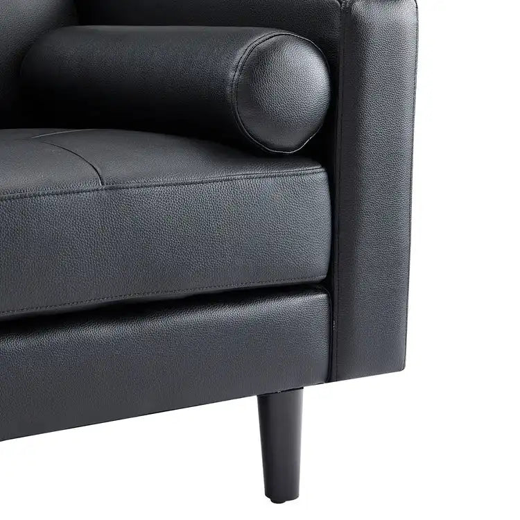 Canapé en cuir véritable du milieu du siècle