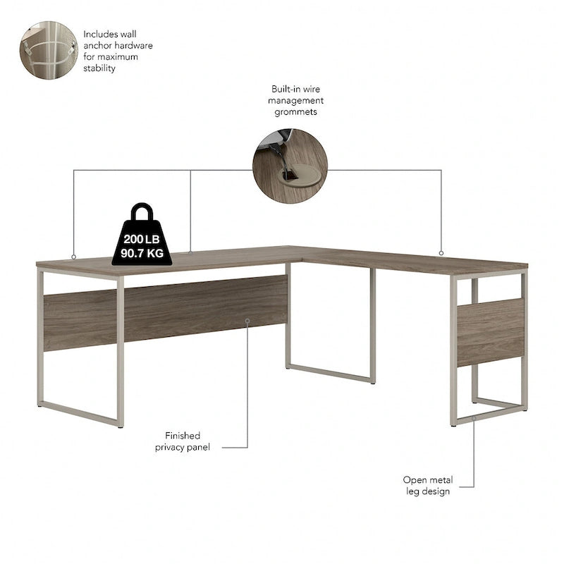 Bureau d'angle en L de 72L x 30P