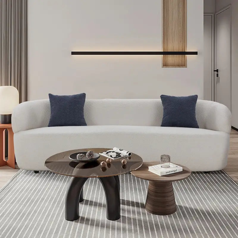 Canapé 3 places moderne incurvé en tissu de 219,99 cm