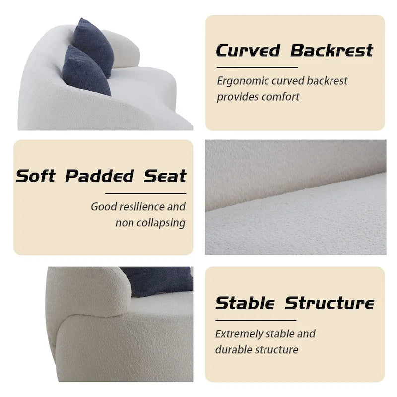 Canapé 3 places moderne incurvé en tissu de 219,99 cm