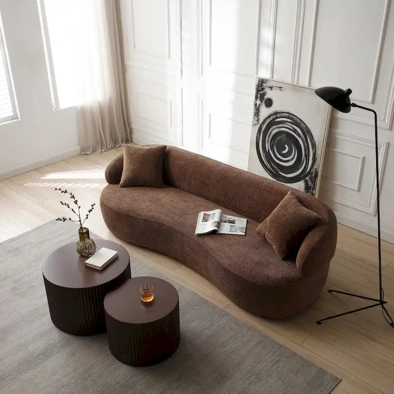 Canapé 3 places moderne incurvé en tissu de 219,99 cm