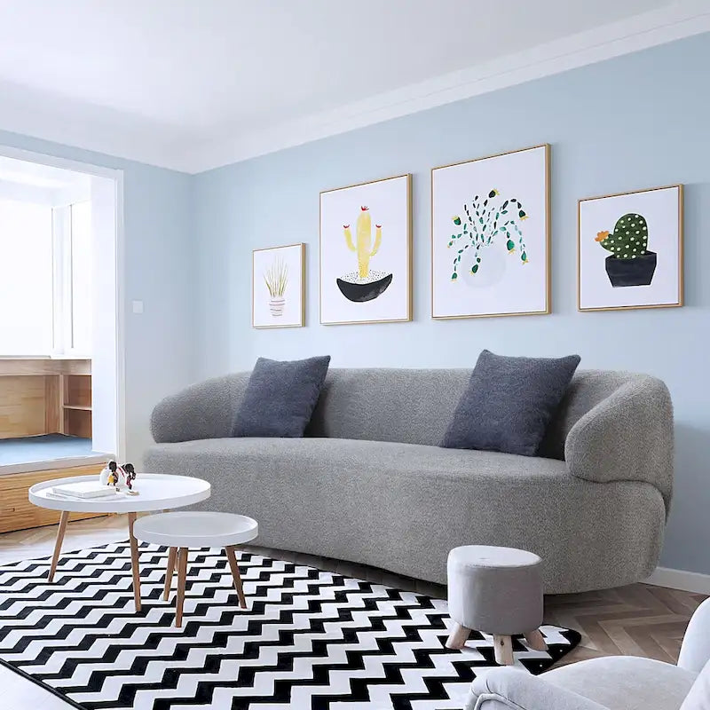 Canapé 3 places moderne incurvé en tissu de 219,99 cm