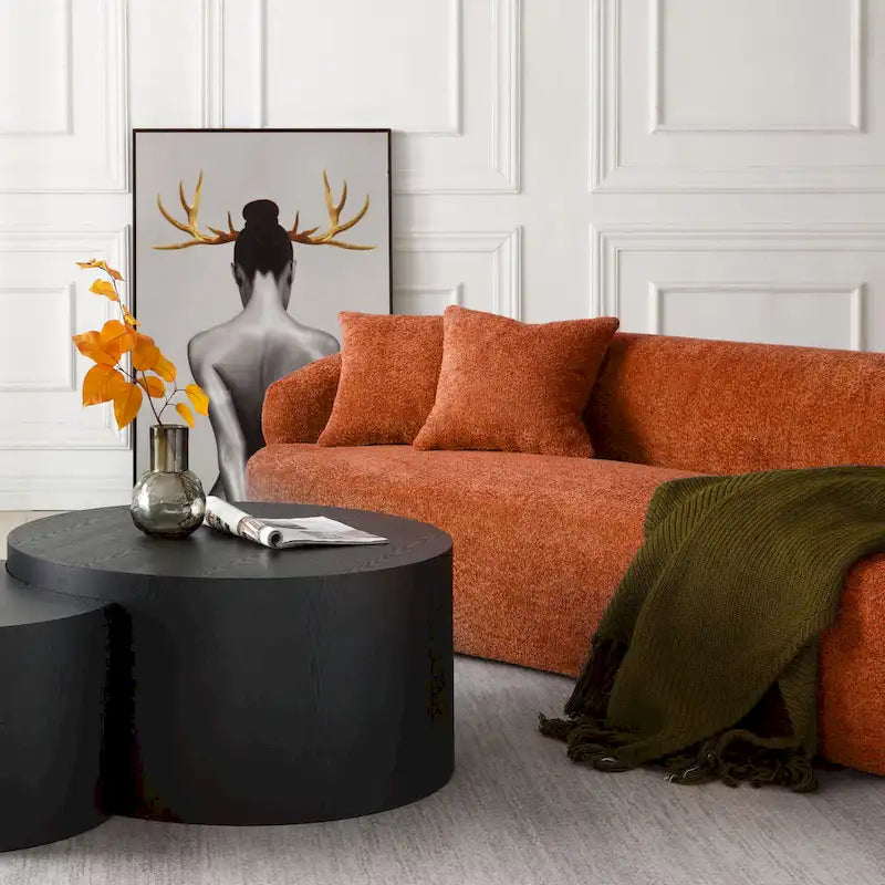 Canapé 3 places moderne incurvé en tissu de 219,99 cm