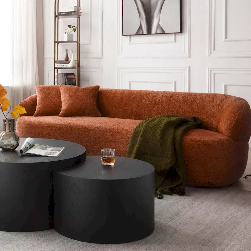 Canapé 3 places moderne incurvé en tissu de 219,99 cm