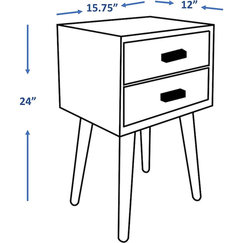 Table de chevet à deux tiroirs