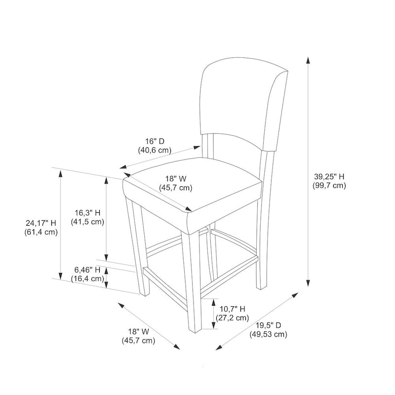 Tabouret de comptoir en similicuir, espresso, 61,4 cm
