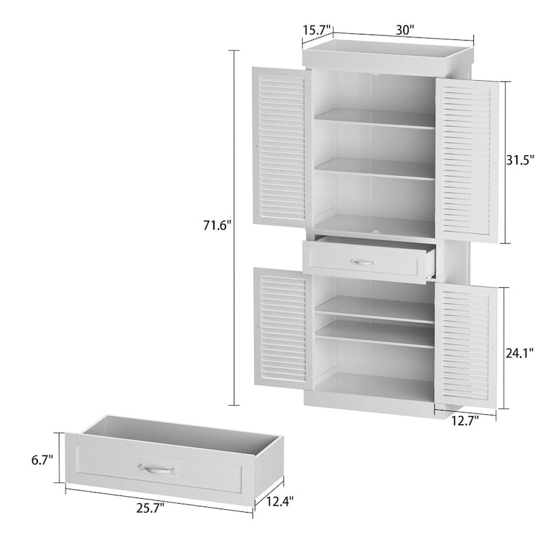 Meuble à chaussures de 76 cm avec portes, Armoire de rangement en bois sur pied
