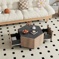 Table basse hexagonale rétro de jardin avec 2 tiroirs