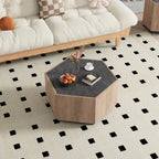 Table basse hexagonale rétro de jardin avec 2 tiroirs