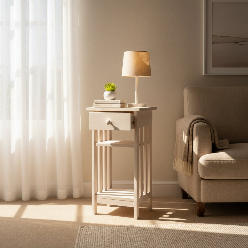 Meuble téléphone en bois d'hévéa massif inachevé, style Mission