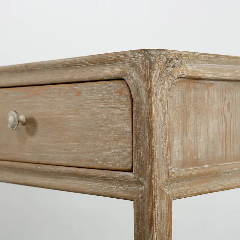 Table d'appoint carrée avec tiroir, 68,5 cm de hauteur, Blanc délavé