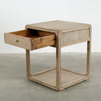 Table d'appoint carrée avec tiroir, 68,5 cm de hauteur, Blanc délavé