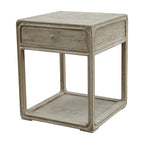 Table d'appoint carrée avec tiroir, 68,5 cm de hauteur, Blanc délavé