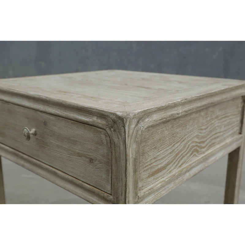 Table d'appoint carrée avec tiroir, 68,5 cm de hauteur, Blanc délavé